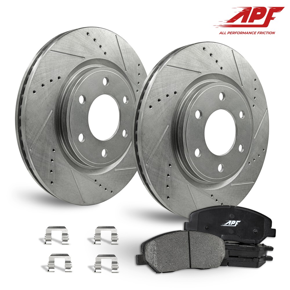 Front Drill/Slot Zinc Brake Rotors + Ceramic Pads for Chevy Colorado 04-08