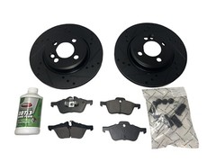 BLACK Coated Drilled Slotted Front Brake Rotors + Ceramic Pads for Mini Cooper