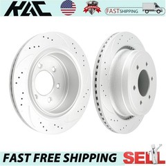 2x Rear Drilled Slotted Brake Rotors for 2012-2014 2015-2018 Ford F-150 6 Lug