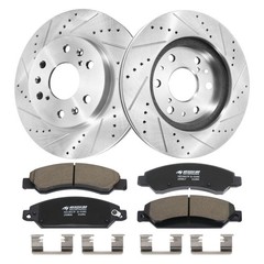 Smooth Stop 12.99″ Drilled Rotors + Ceramic Brake Pads Compatible Chevy GMC Sier