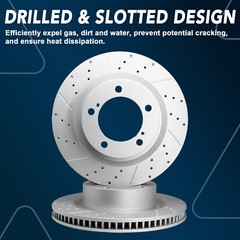 Front Rear Drilled Rotor Ceramic Brake Pads for Chevrolet Traverse GMC Acadia