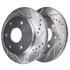 Front Rear Drilled Slotted Disc Rotors Brake Pads for 2016-2023 Nissan Titan XD