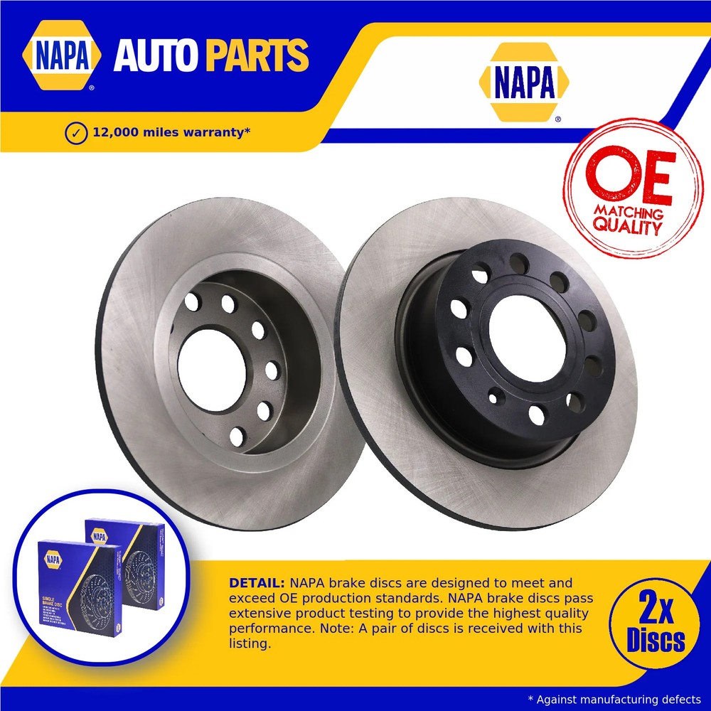 2x Brake Discs Pair Solid fits SKODA OCTAVIA Mk1, Mk2, Mk3 Rear 00 to 20 253mm