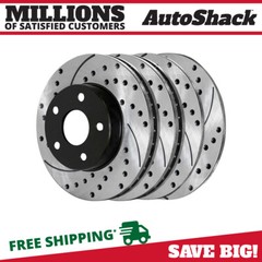 Front & Rear Drilled Slotted Brake Rotors Black Set of 4 for 2005-2010 Scion tC
